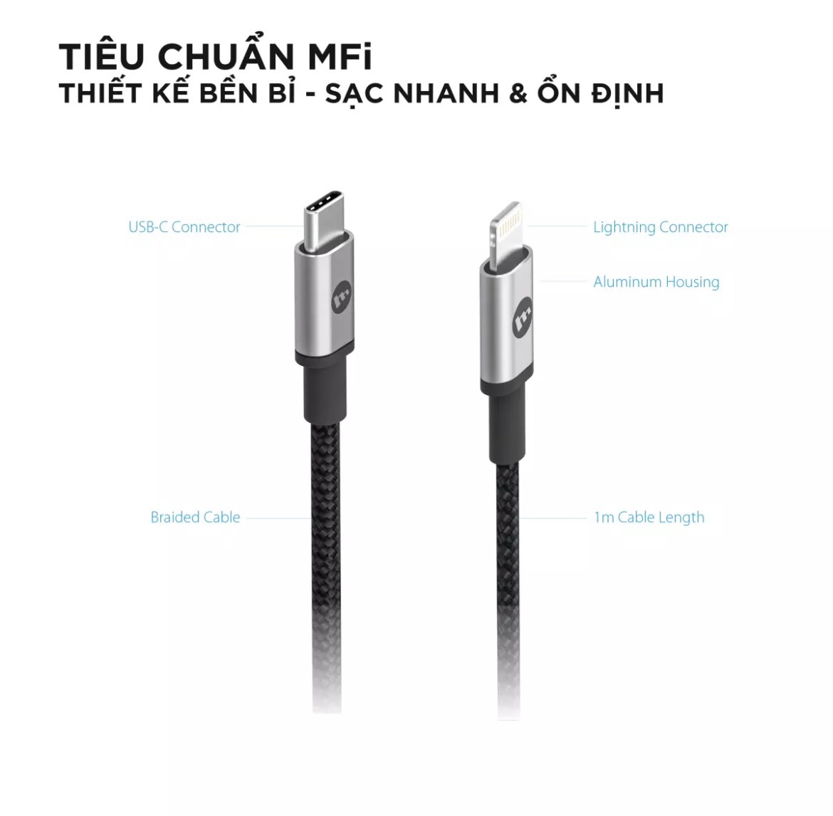 Cáp USB-C To Lightning Mophie 1M