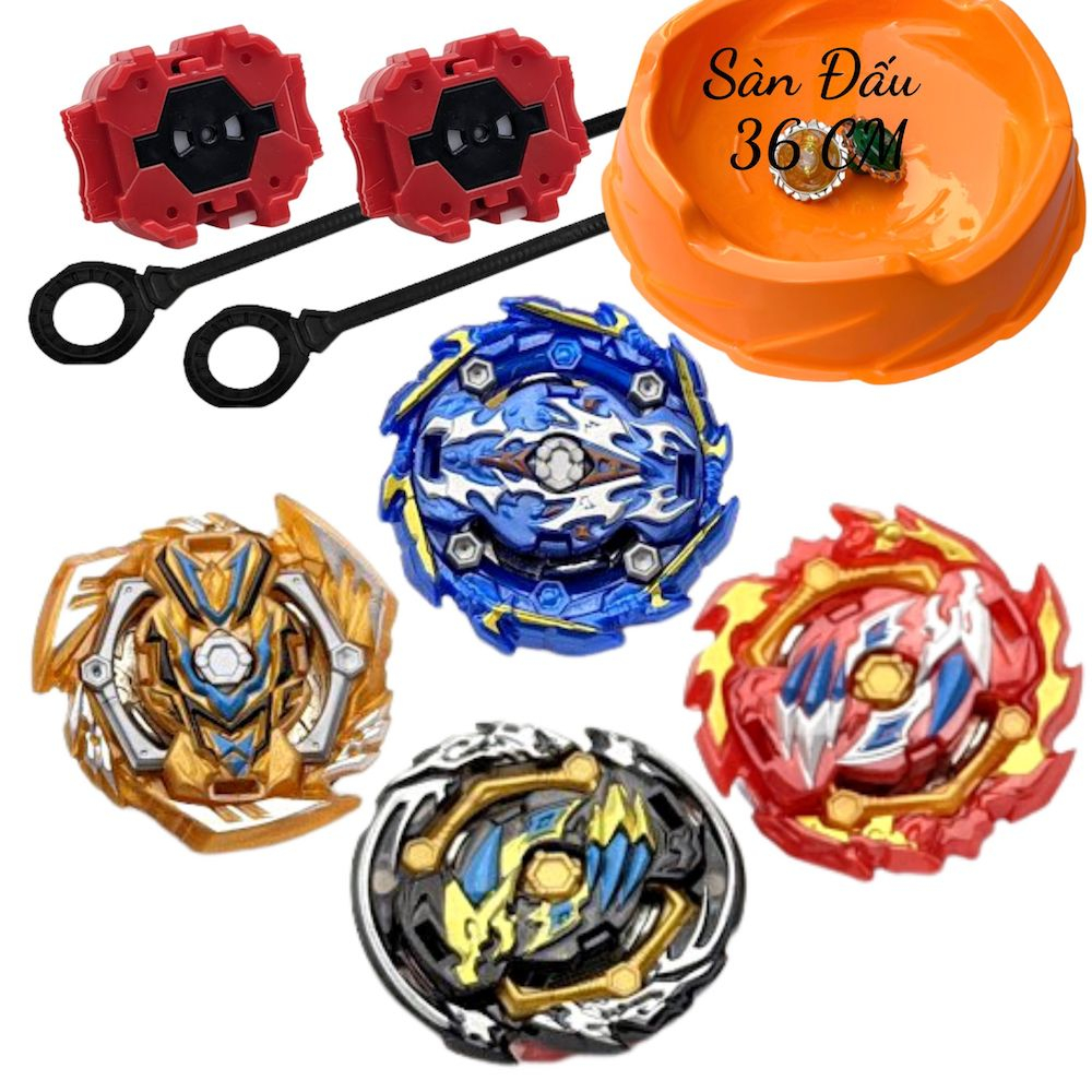 Bộ 4 Con quay BeyBlade + 2 Tay cầm - Con quay vòng xoay thần tốc