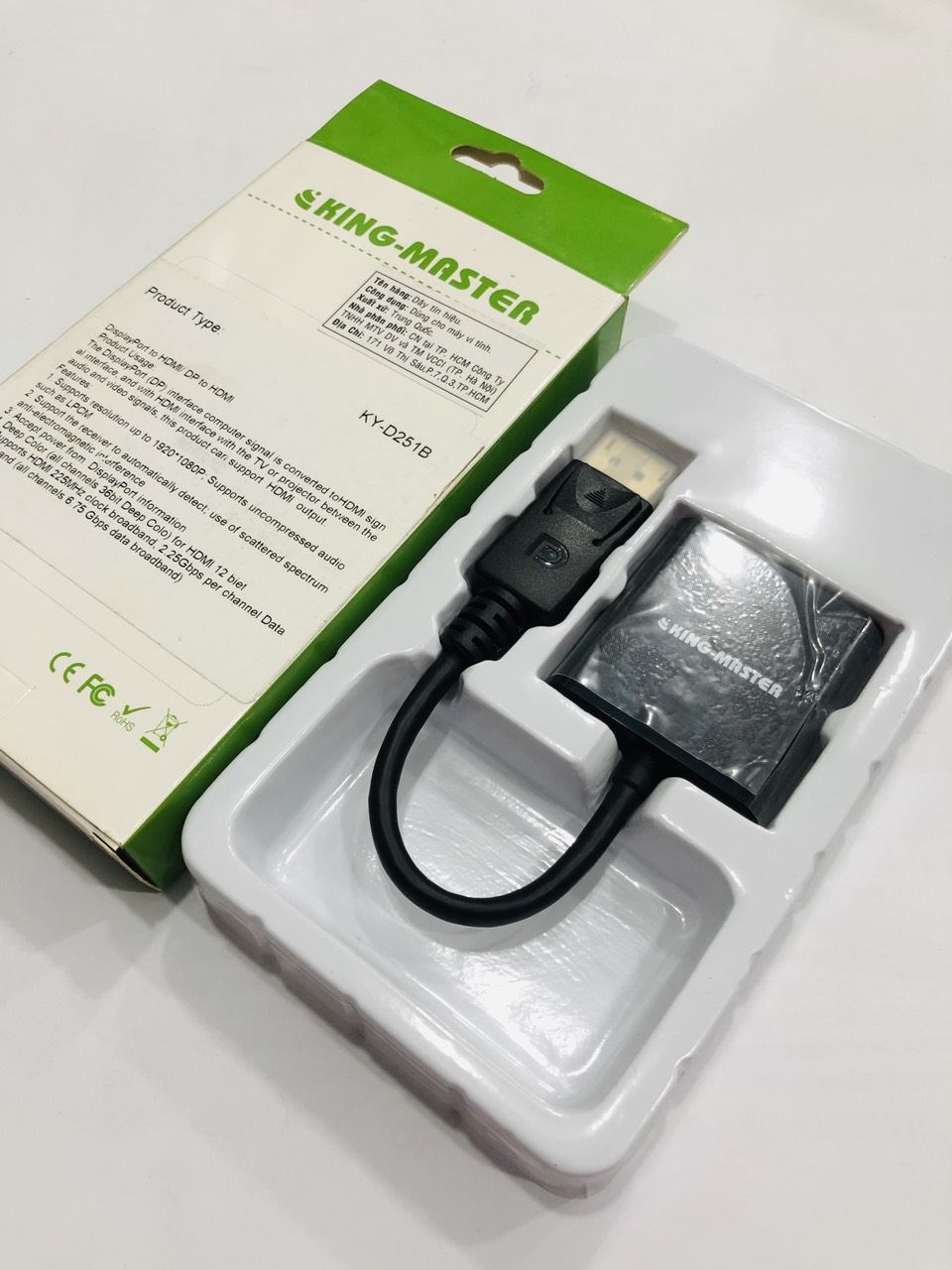 Cáp Displayport --HDMI hiệu KING-MASTER KY-D251B