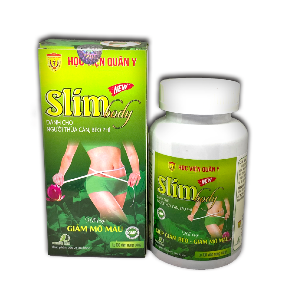 Viên uống giảm cân Slimbody New Học Viện Quân Y tặng thước dây - hộp 100 viên