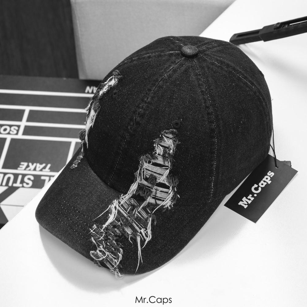 NÓN KẾT JEANS RÁCH TƯA MÀU ĐEN SIÊU BỤI BẶM NAM NỮ