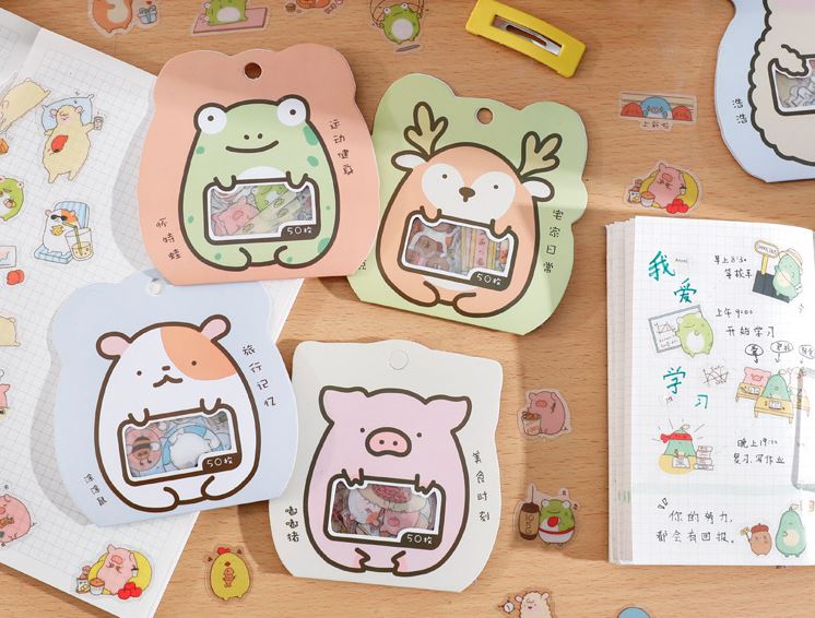 Bộ 50 Hình dán dễ thương phong cách Hàn Quốc độc đáo E99