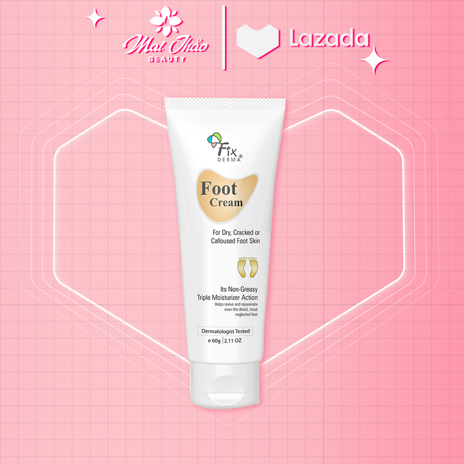 Kem dưỡng mềm mịn, chống nứt nẻ gót chân fixderma foot cream 60g