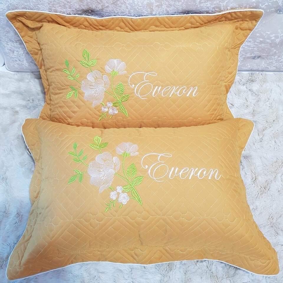 COMBO 2 VỎ GỐI SATIN POLY THÊU HOA KT 45x65