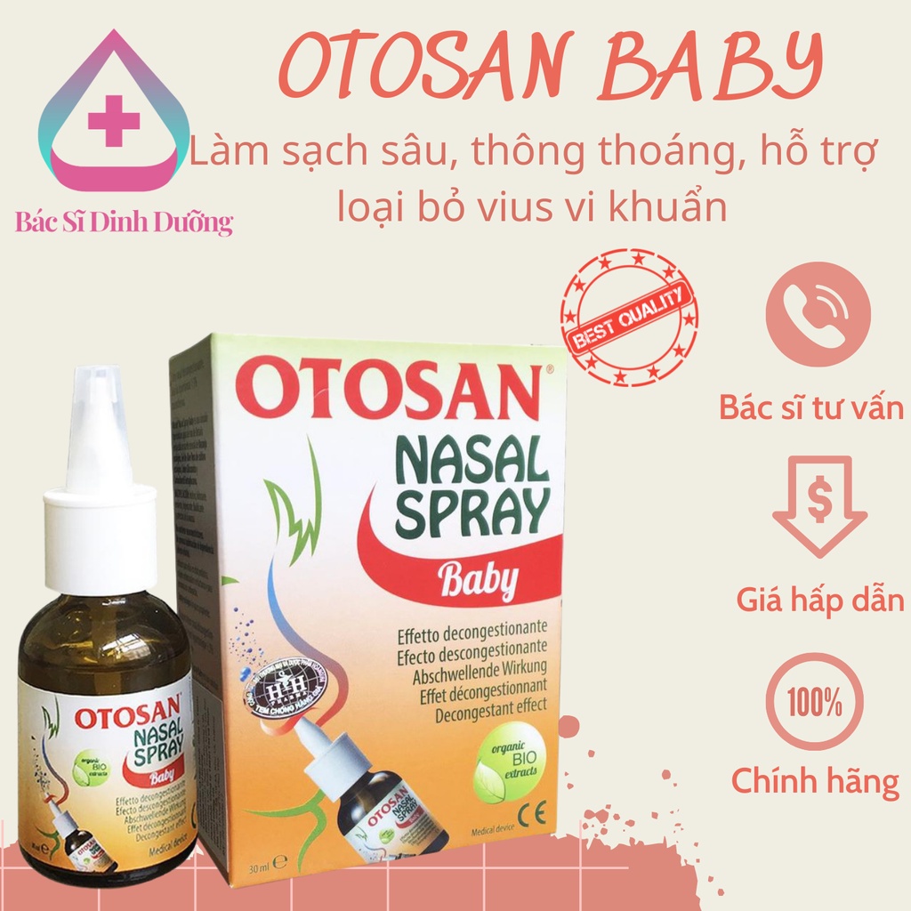 Otosan Nasal Spray Baby.Giúp Bé Hết Viêm Xoang,Khô Mũi Do Vi Khuẩn