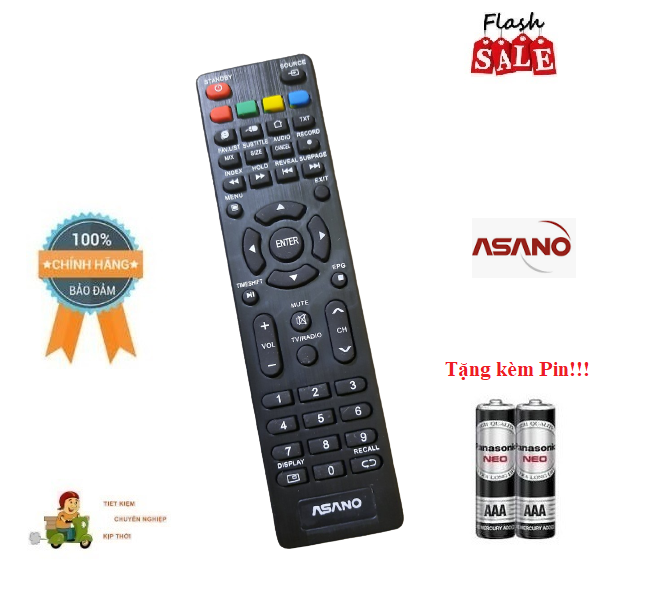 Remote Điều khiển TV Asano ngắn - Hàng mới chính hãng 100% tặng kèm Pin