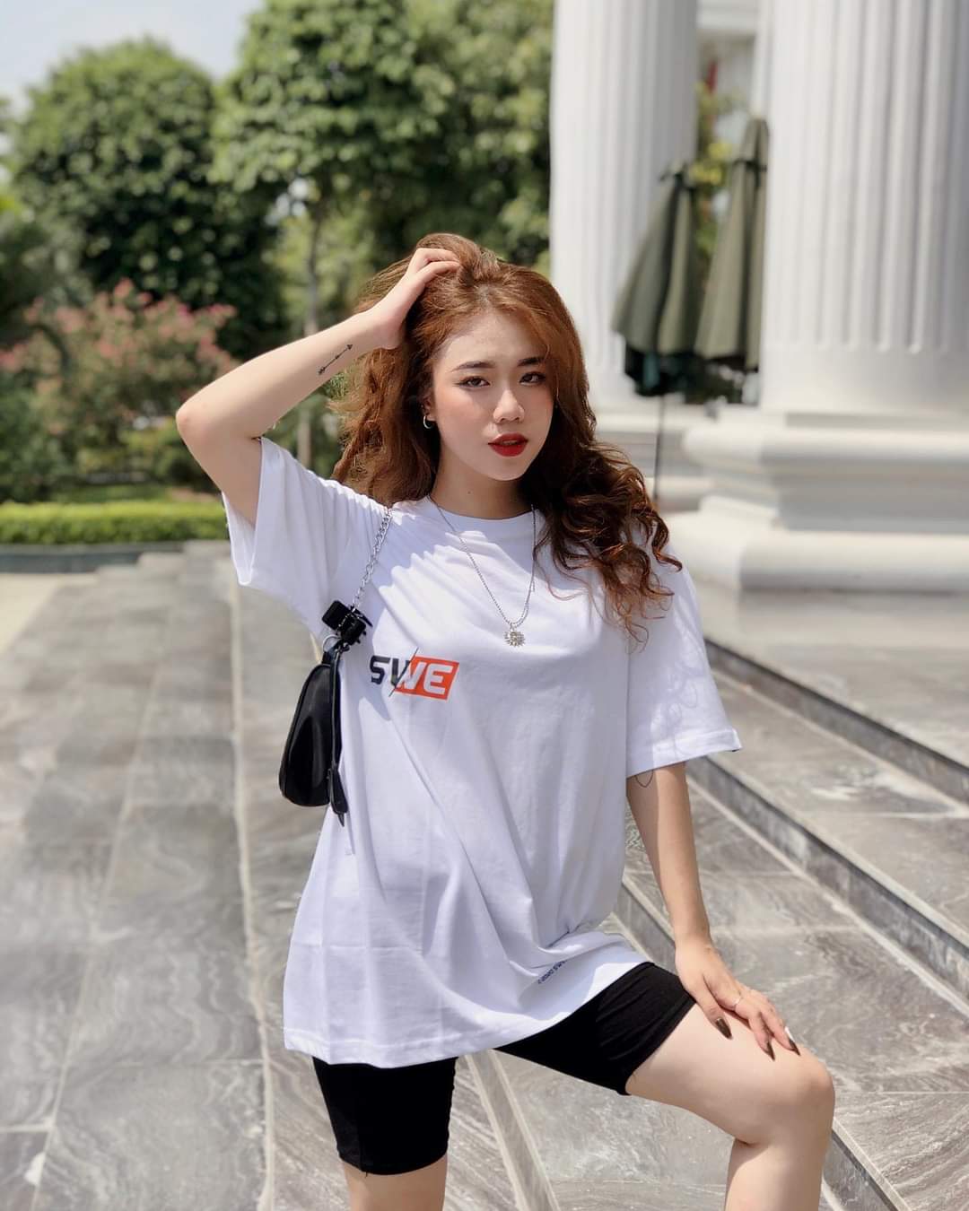 Áo thun tay lỡ form rộng SWE Logos Tee màu trắng unisex nam nữ chất vải cotton dày mịn full tag AL44