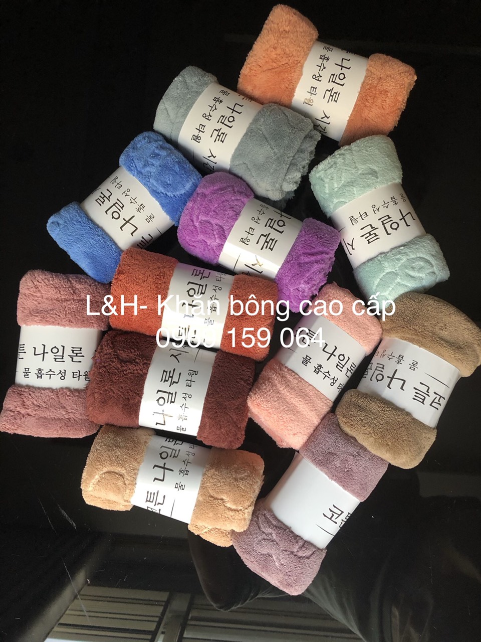 Khăn mặt lông cừu, màu trơn, kt 30x50cm