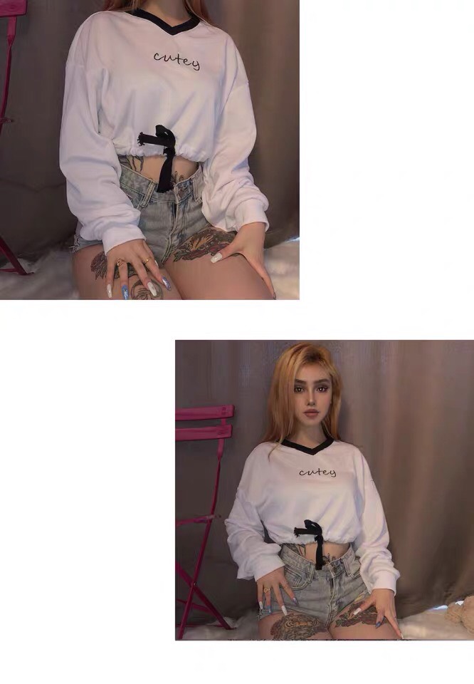 [HCM]ÁO CROPTOP TAY DÀI CỔ TIM SIÊU XINH