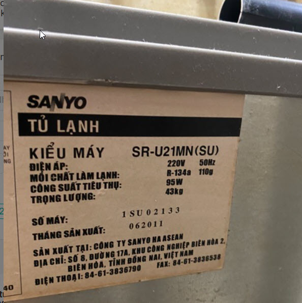 Ron tủ lạnh sanyo SR - U21MN (Ron bắt vít)