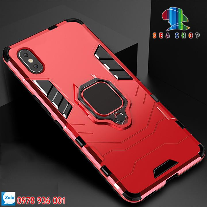 [TẶNG KÍNH CƯỜNG LỰC BẢO VỆ CAMERA] Ốp lưng iPhone Xs Max iRon man kèm iRing chống sốc (đỏ)