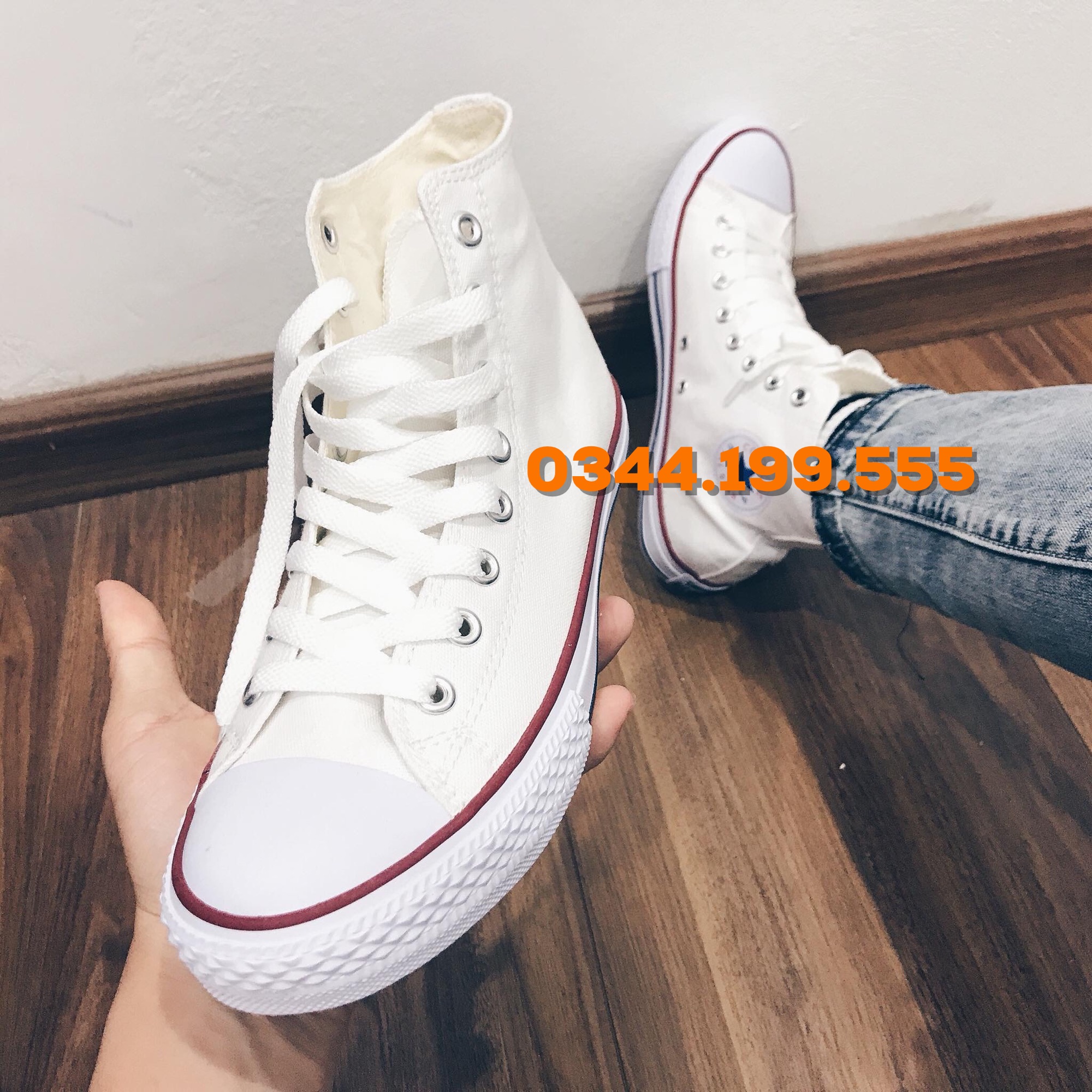 🔥[FULL BOX] Giày Converse Classic Màu Trắng Cao Cổ