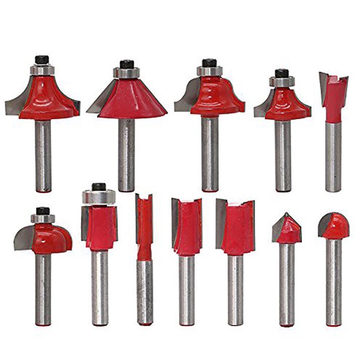 Bộ mũi phay 12 món cốt 6.35mm, dùng cho máy soi, máy phay