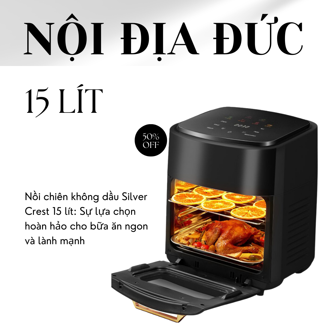 [VOUCHER 10%] ( 15 Lít) Nồi chiên không dầu của Đức
