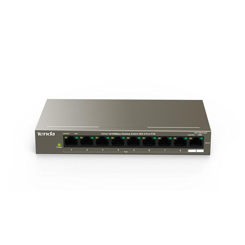 Thiết bị Switch Poe 9 cổng tốc độ 100M TENDA TEF1109P