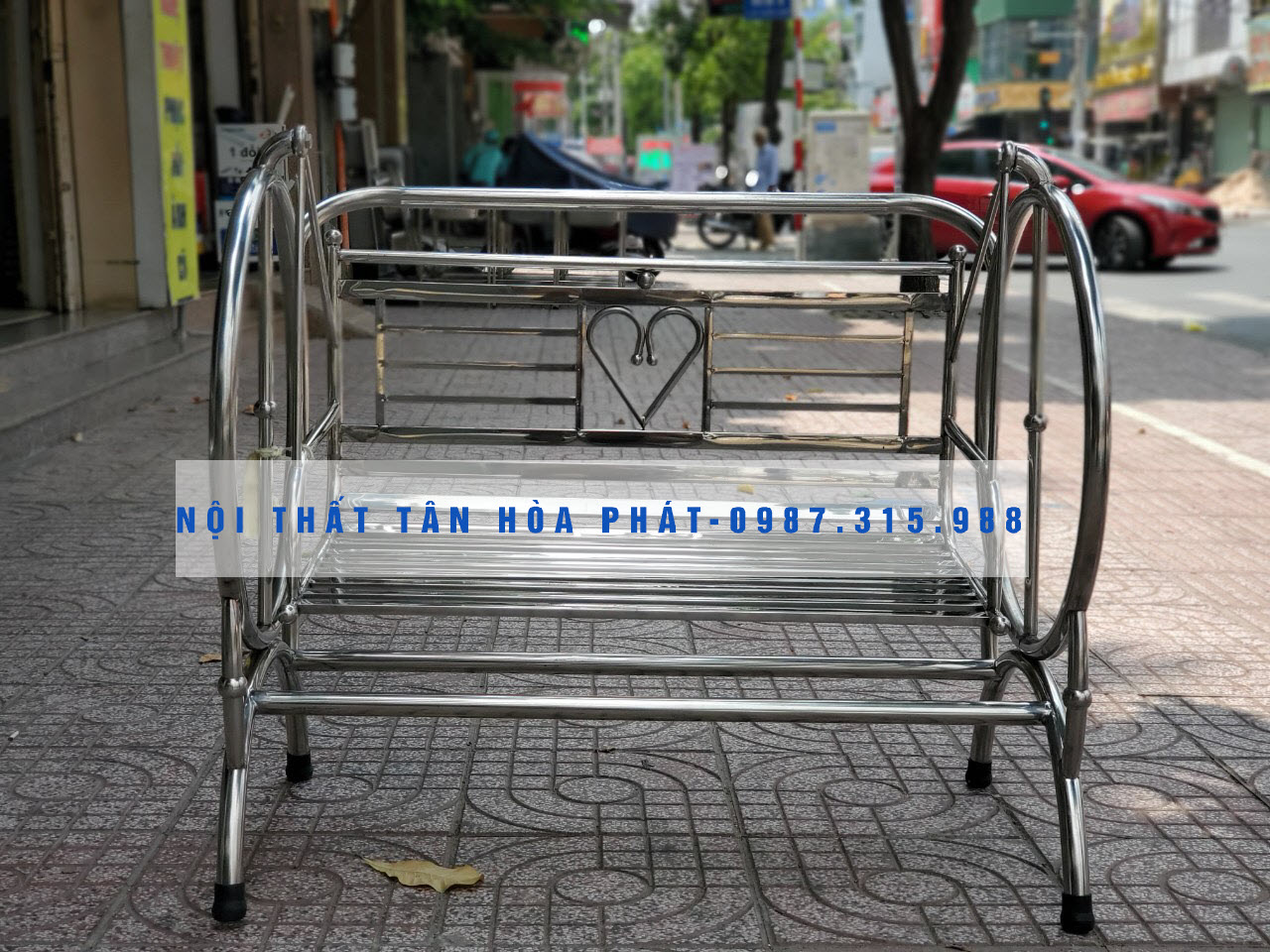 Xích đu mini inox đại thành KIỂU TRÁI TIM