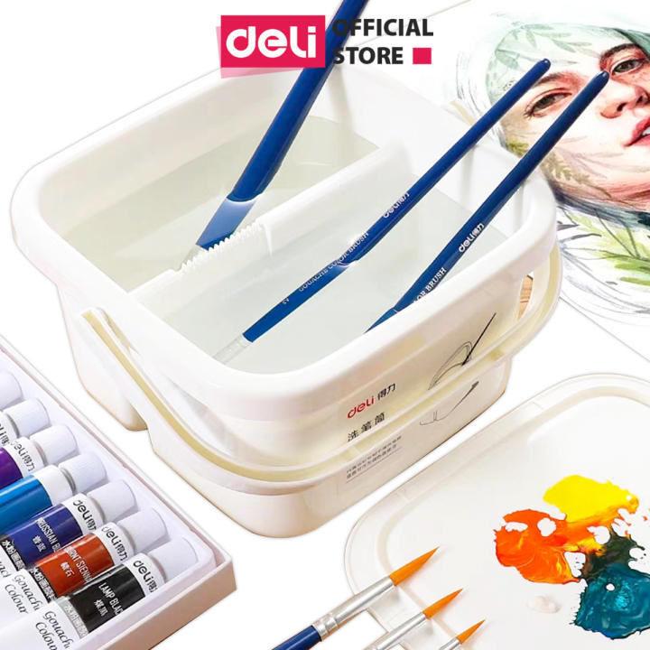 Xô rửa cọ vẽ nhựa 2 ngăn có…