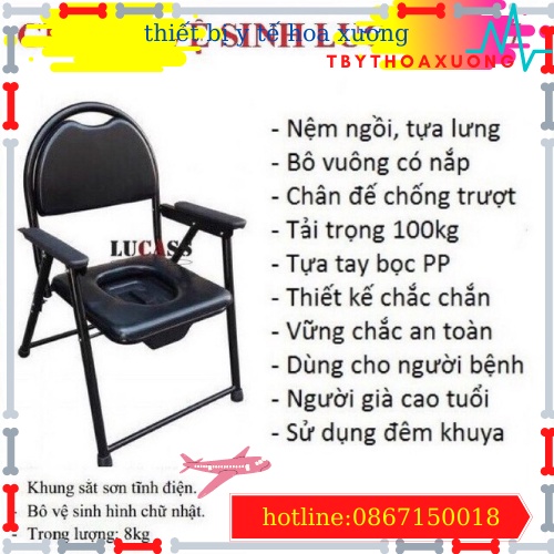 [HÀNG CHÍNH HÃNG] Ghế Bô Vệ Sinh Cho Người Già Lucas G-17, Không Bánh Xe,Mặt Nệm Khung Sắt Sơn Tĩnh Điện