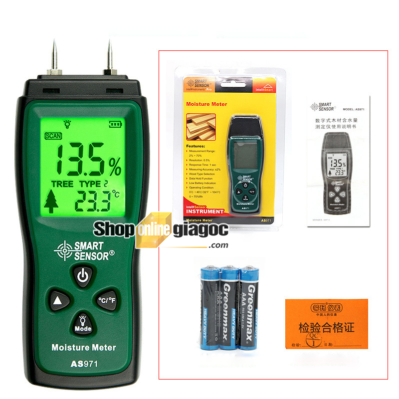 [HCM] Máy Đo Độ Ẩm Gỗ Smart Sensor AS971