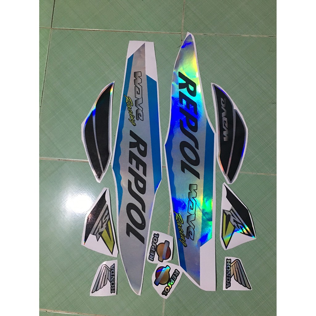 Tem wave alpha repsol bạc xanh ngọc crom 2006-2021