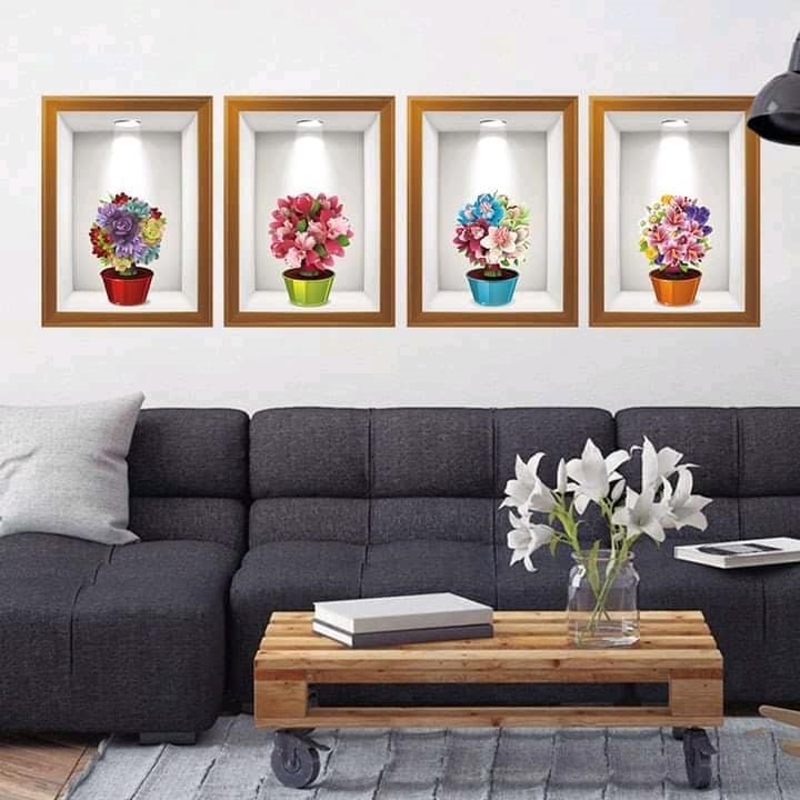 Decal dán tường (decal chi tiết), decal cho bé, decal phòng khách. Mẫu HOA 3D
