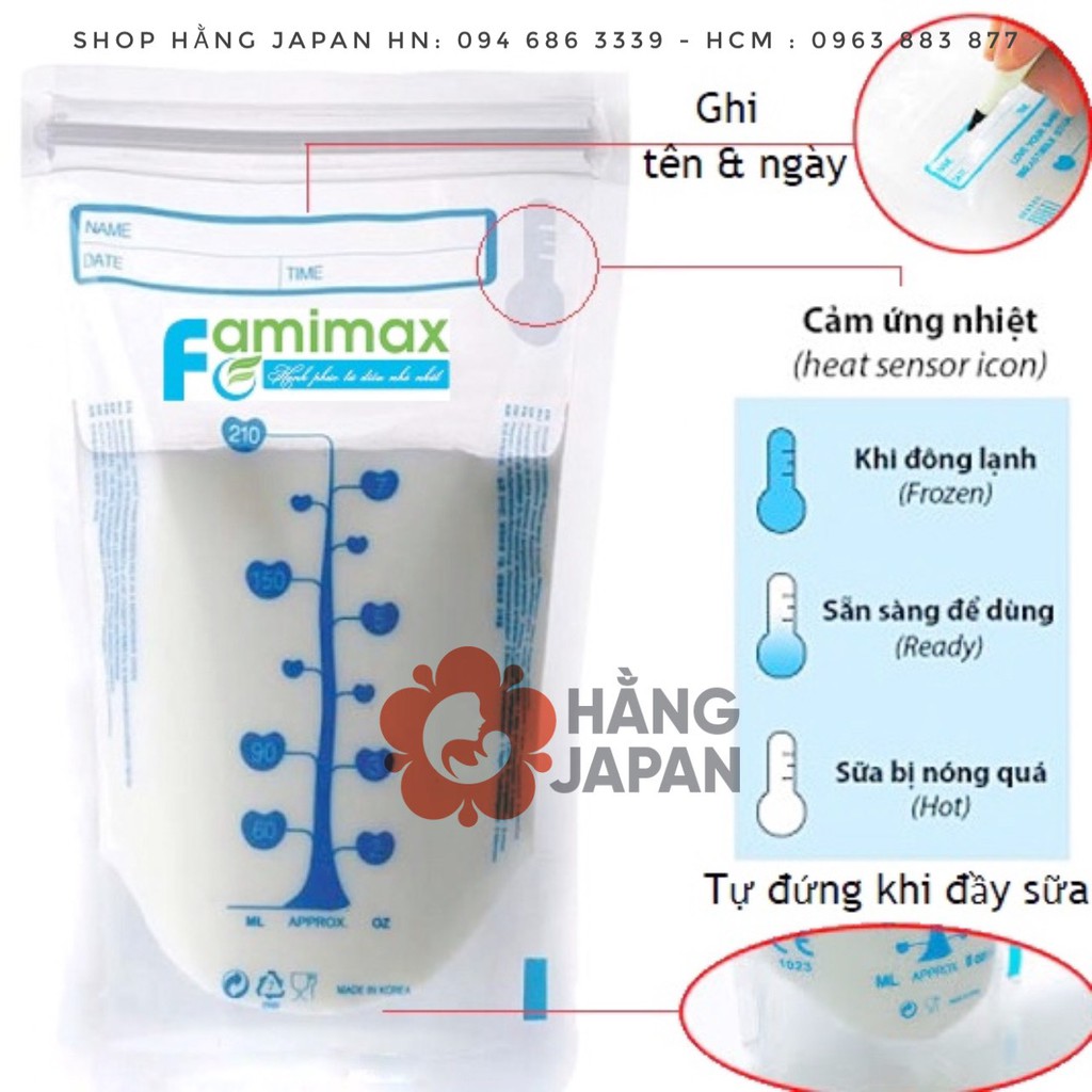 Túi đựng sữa mẹ (trữ sữa mẹ) Unimom Compact không có BPA 210ml (30 túi/hộp)