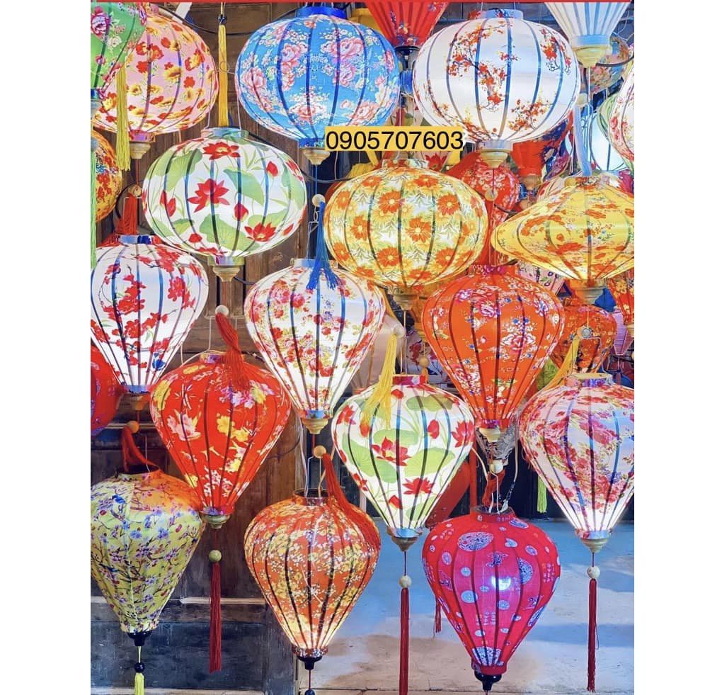 Đèn lồng vải hội an phi 3d(30cm) 0905581530 vietnames lanterns silk 3d