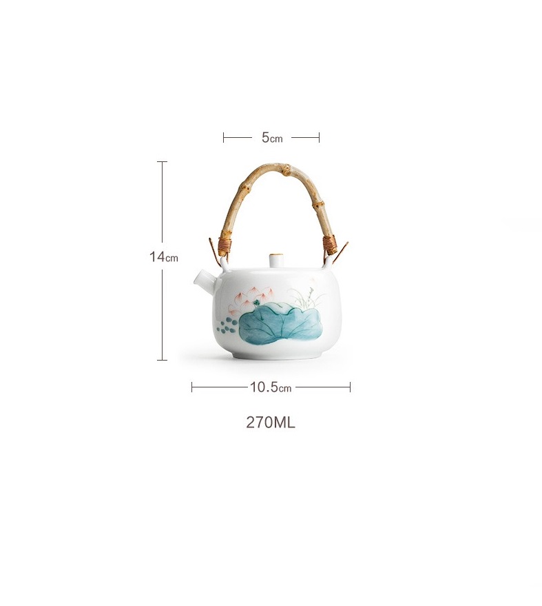 Ấm, Chén uống Trà Sứ Trắng Bạch Định pha trà đạo 270 ml