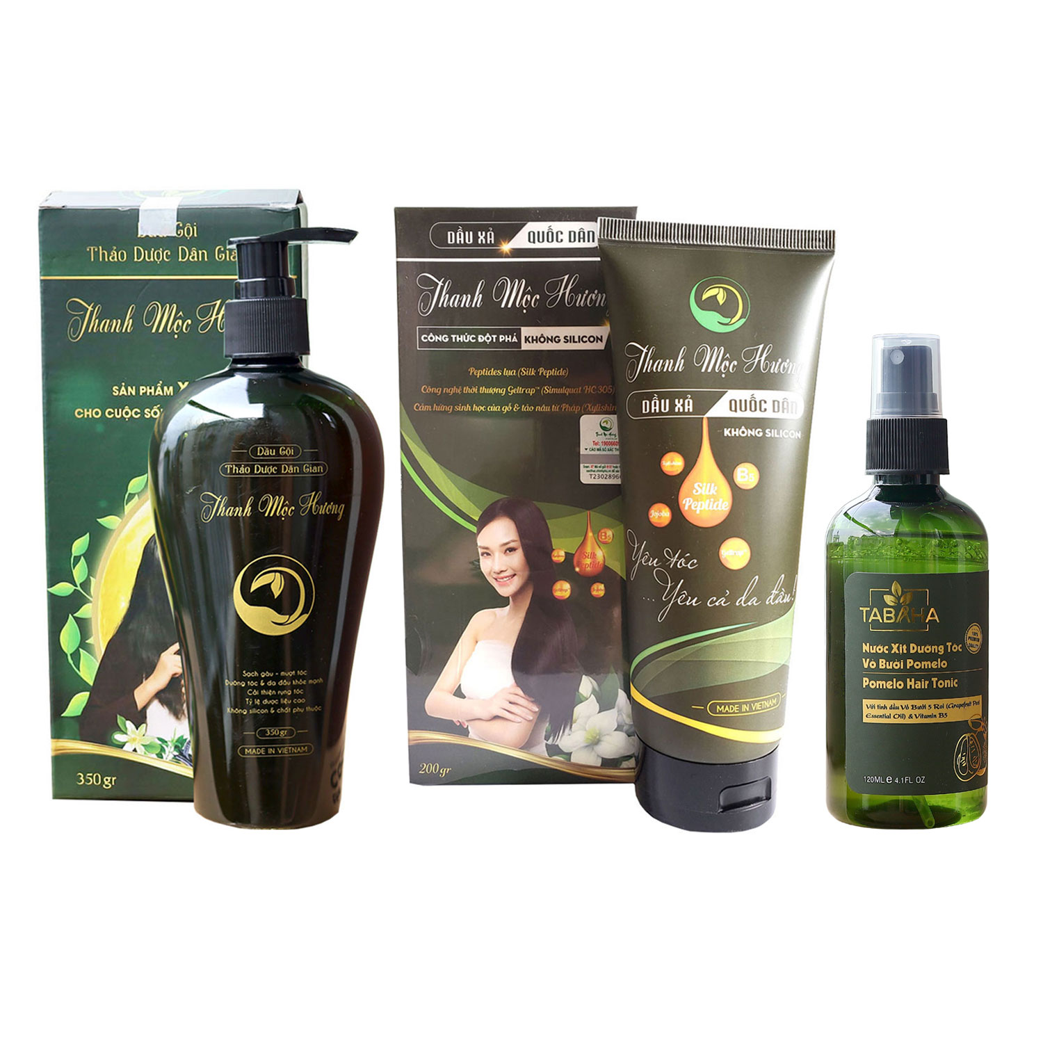 [HCM]Combo Dầu Gội Xả Thanh mộc Hương & Nước dưỡng tóc Tinh dầu bưởi Tabaha 120ml