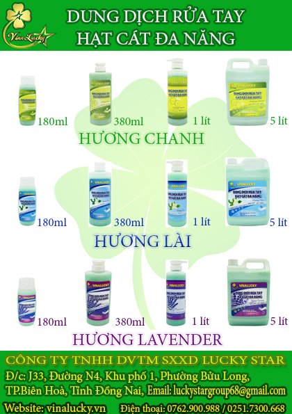 Dung dịch rửa tay hạt cát đa năng VinaLucky 180ml