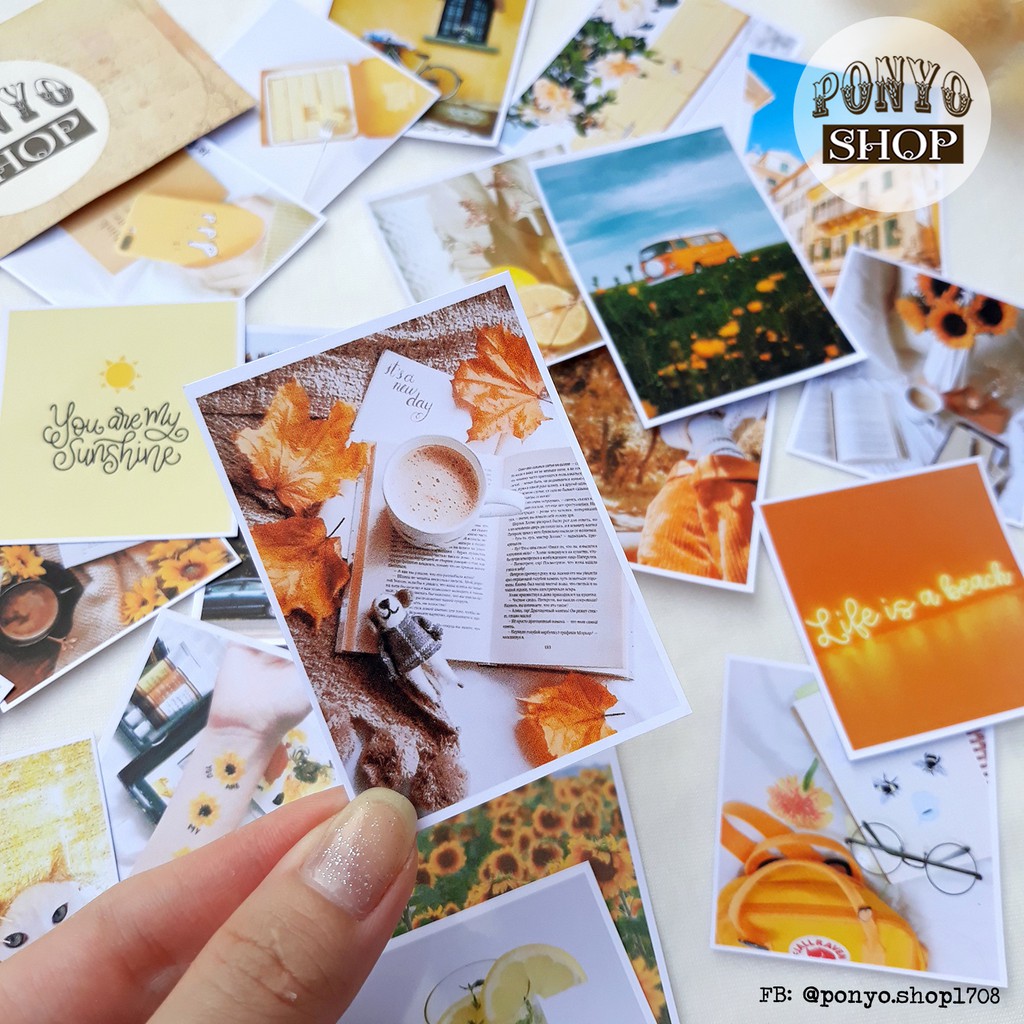 Set 21 sticker nhãn dán ảnh phong cách Instagram (Màu Vàng) trang trí Scrapbook/Planner