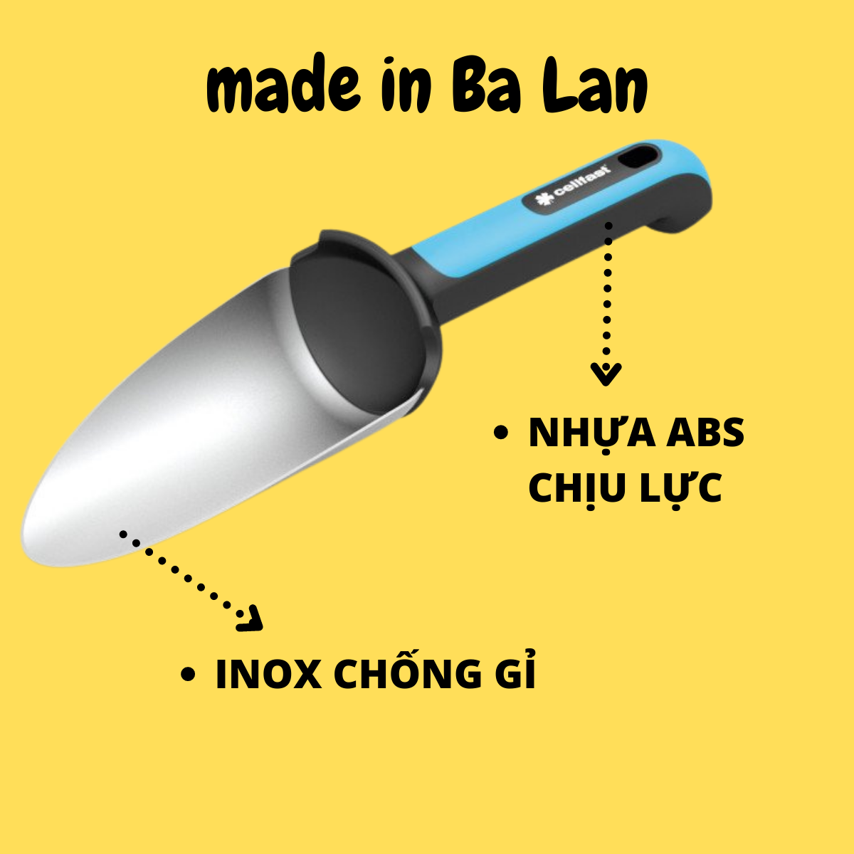 [HCM]Xẻng xúc đất trồng cây bay làm vườn inox Cellfast