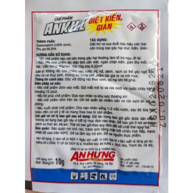 Chế phẩm diệt kiến, gián ANKILL 10g