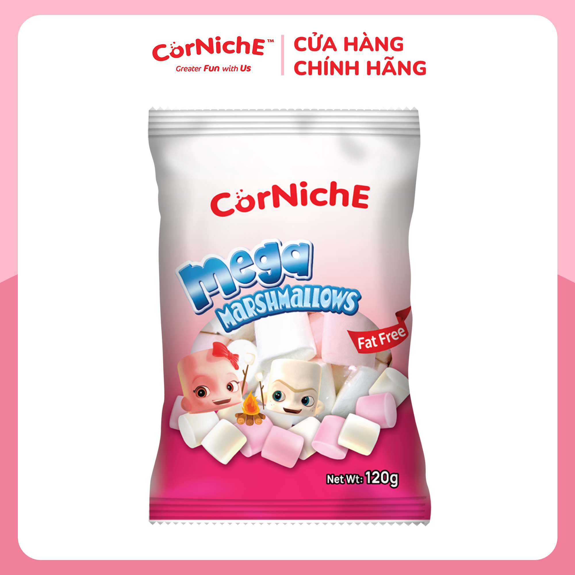 Kẹo xốp marshmallow trắng hồng 120g