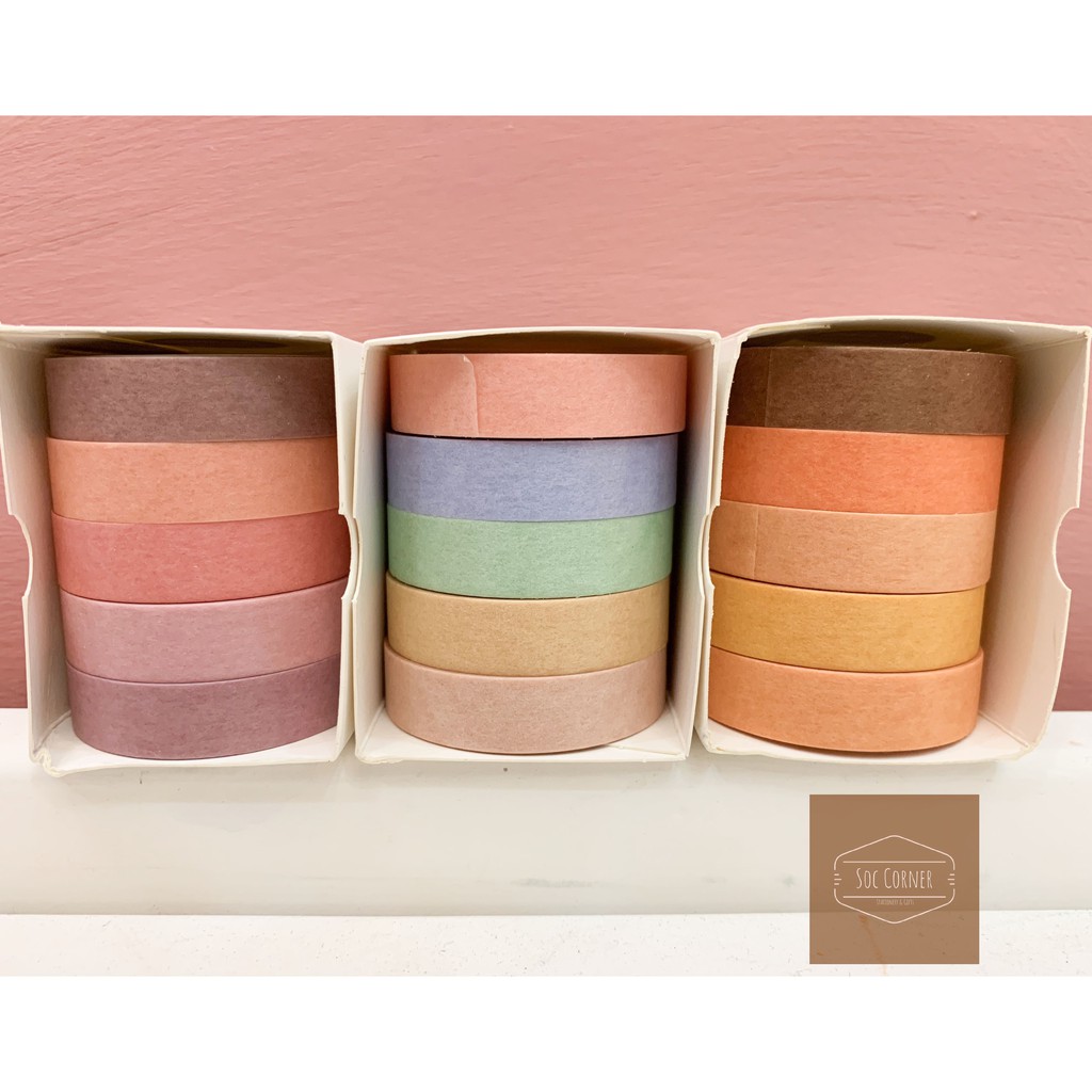 Set 5 cuộn Washi Tape 10mm x 5m màu Pastel