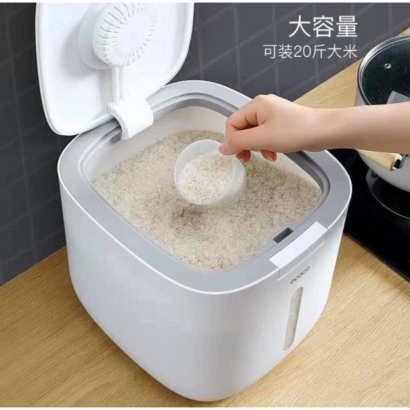 Hũ Đựng Gạo ECOCO E2005,Thùng Đựng Gạo Chống Ẩm Cao Cấp Thông Minh, Loại 10kg, Tiện Ích, Nhỏ gọn Tặng Kèm Cốc Đong Gạo