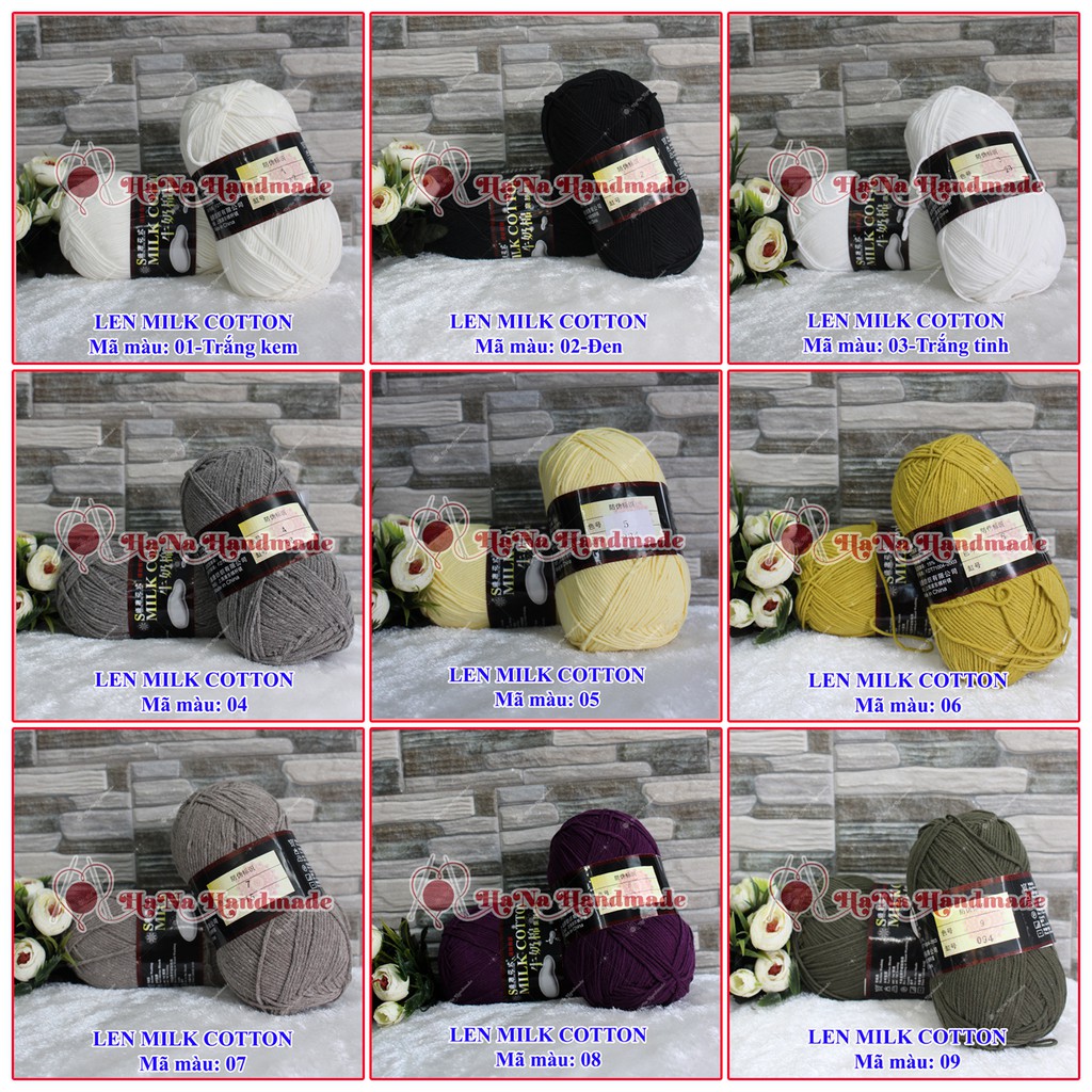Len Milk Cotton Loại 1 (44k/cuộn/125g)