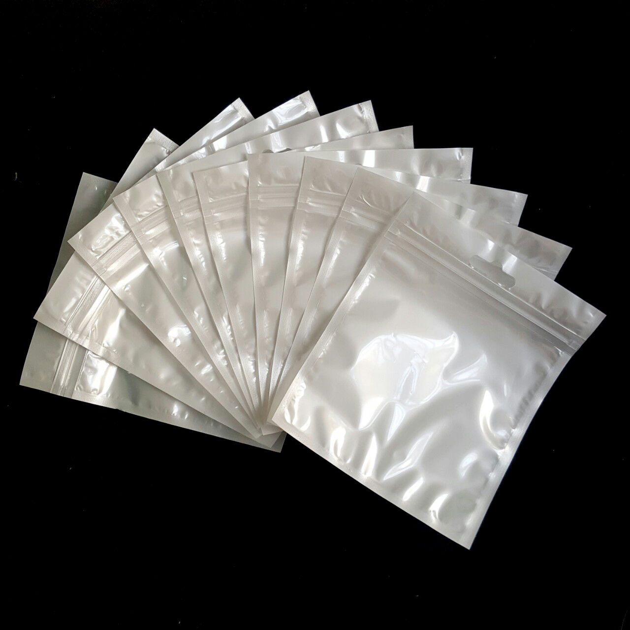 Combo 10 túi zip trắng 1 mặt trong kích thước 12cm x 15cm