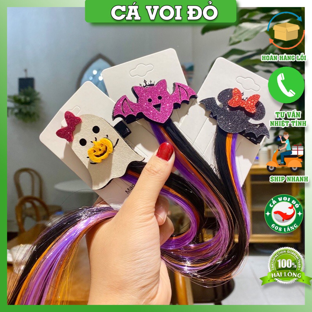 Kẹp tóc, cài tóc giả Halloween nhiều hình vui nhộn