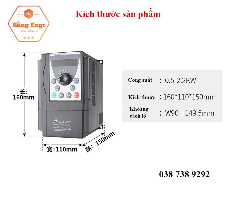 Biến tần Yingshida AE200 vào 1 pha 220v ra 3 pha 220v (Inverter)