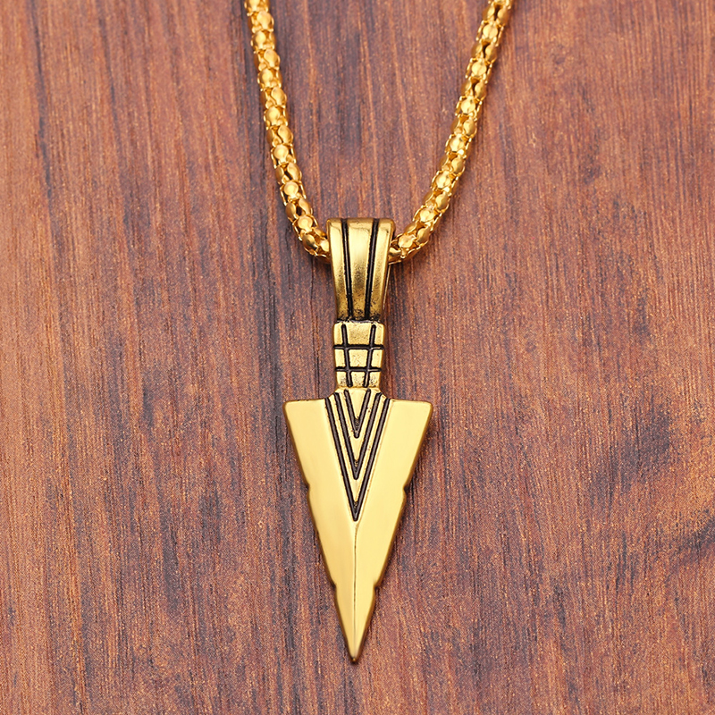 Mens design matte black long necklace with arrow pendant jewelry chain hip-hop punk rock Christmas Halloween gift for men YIDA
