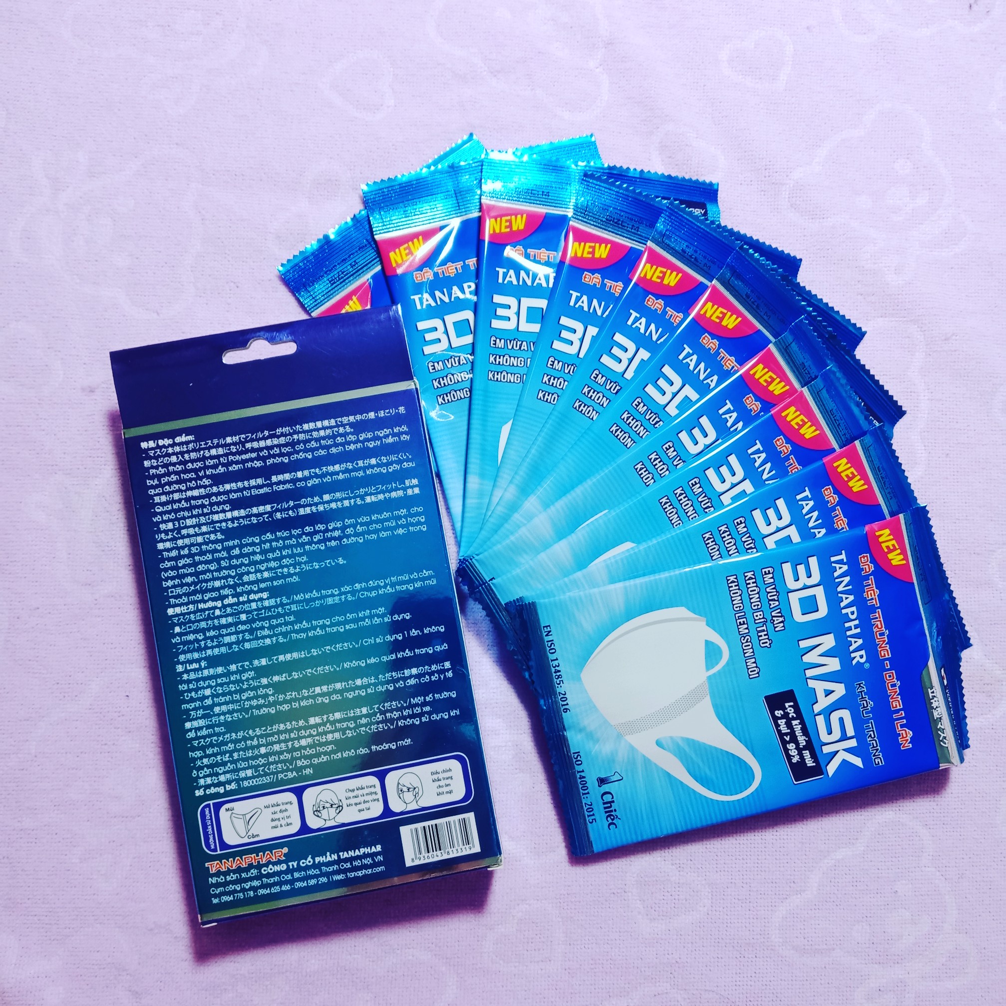 Khẩu trang 3D Mask Tanaphar người lớn hộp 10 chiếc