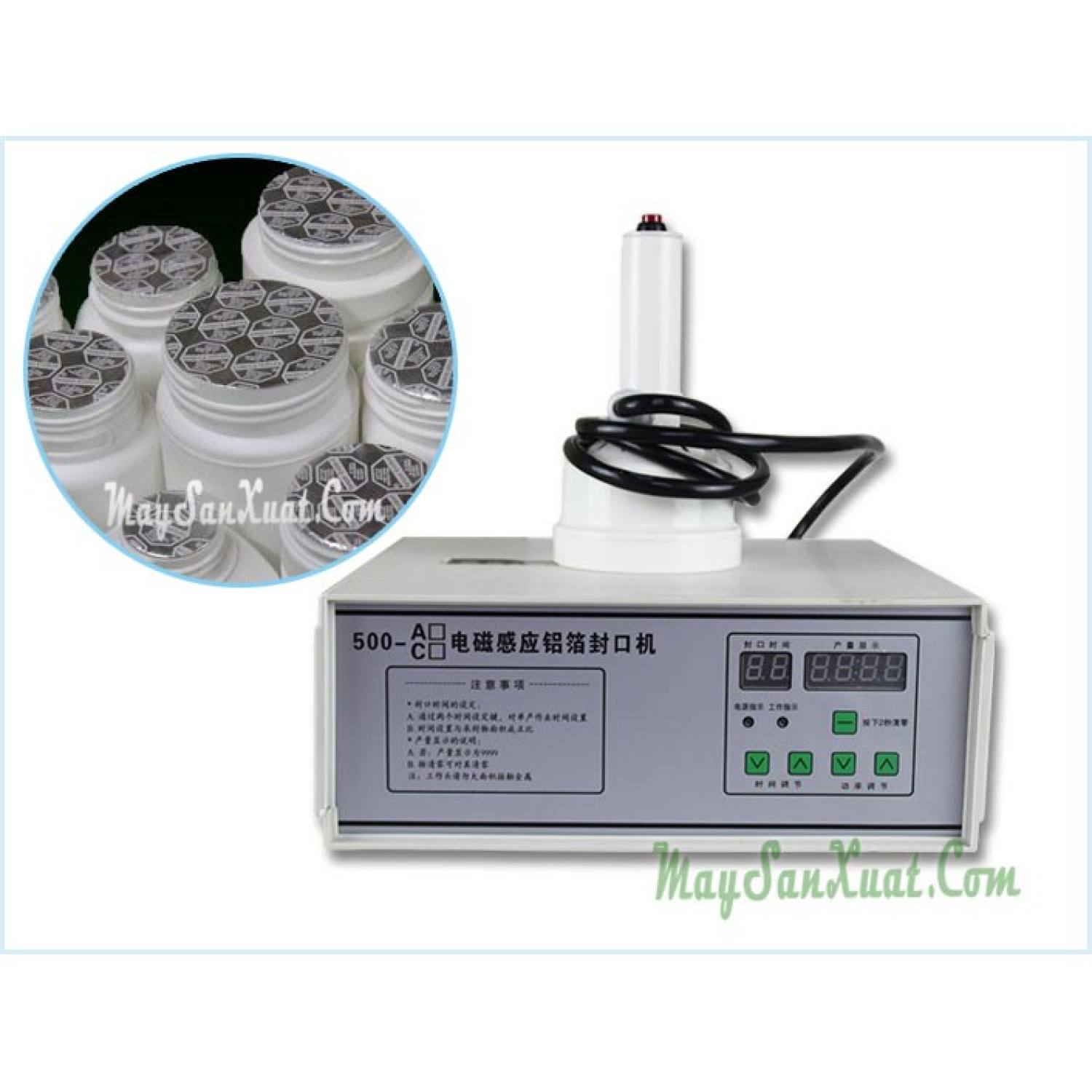 Máy dán màng Seal chai lọ 500A tiện dụng