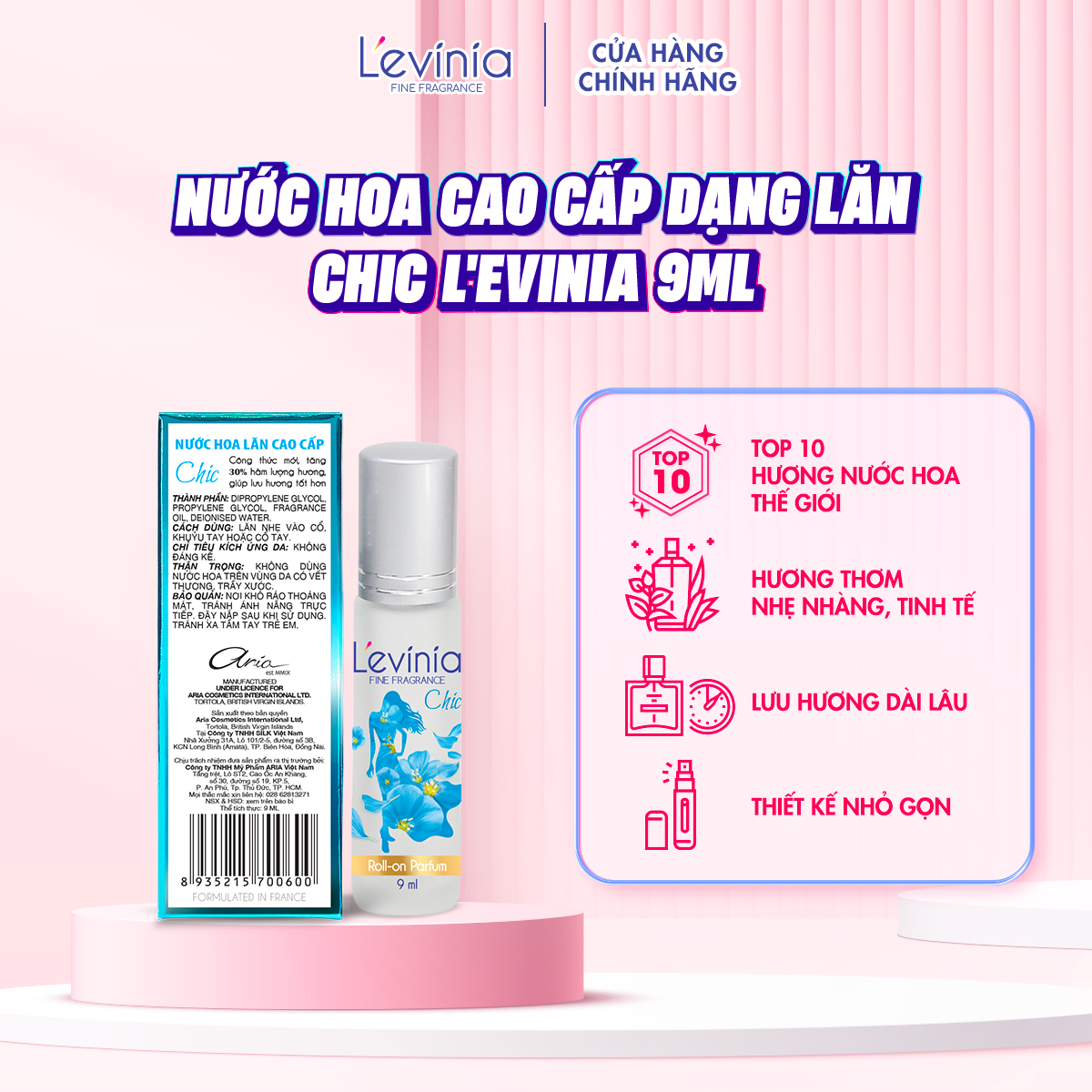 Combo 2 Nước Hoa Cao Cấp Dạng Lăn L'evinia Hương Chic 9ml