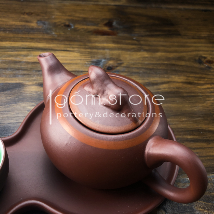 Ấm trà tử sa Bát Tràng độc ấm có khay (nhiều dáng ấm)