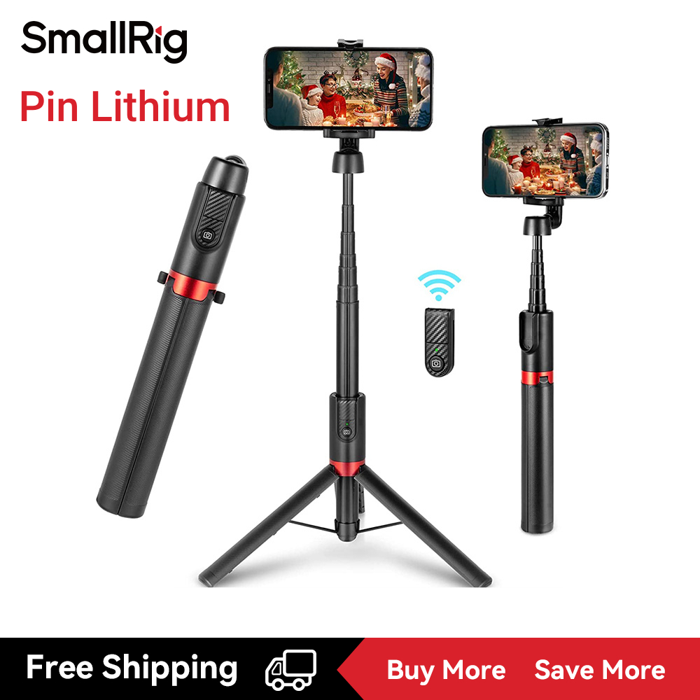 SmallRig Phone Tripod stand for Cellphone Portable Foldable Wireless Bluetooth Tripod Selfie Stick for Cellphone With Bluetooth Remote Control Tripod for vlogging 3375