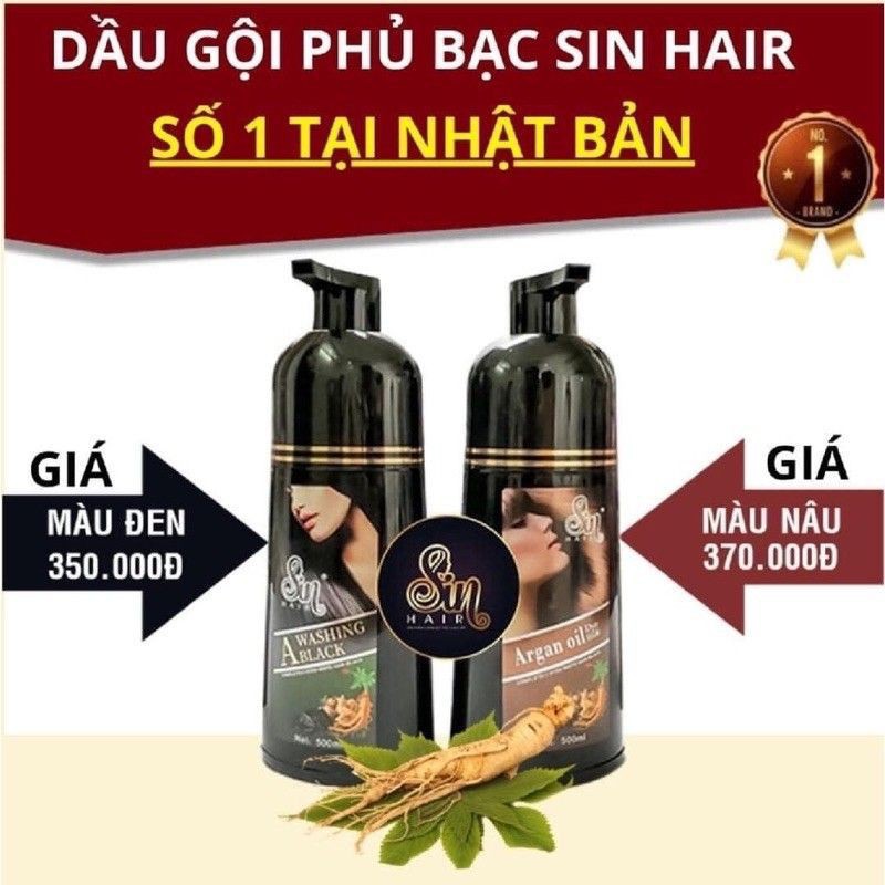 Sin hair - dầu gội nhuộm tóc bạc chính hãng nhân sâm số 1 nhật bản - mùi thơm dịu ]