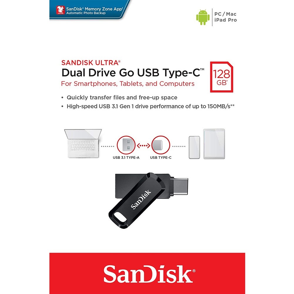 USB 3.2 gen 1 Sandisk Ultra Dual Drive Go 128GB