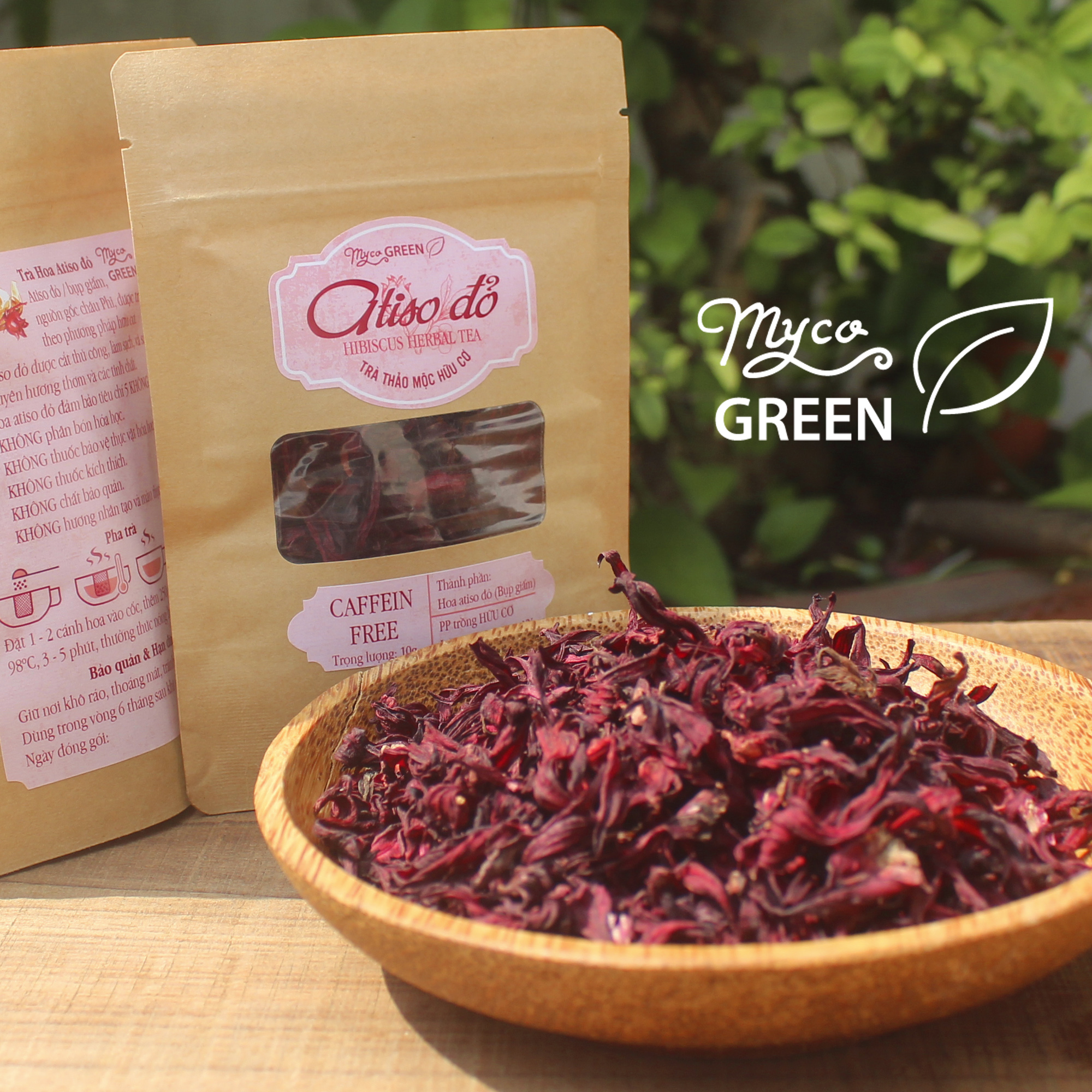MycoGREEN, Trà Thảo Mộc Hoa Atiso Đỏ, PP trồng Hữu Cơ (10g)