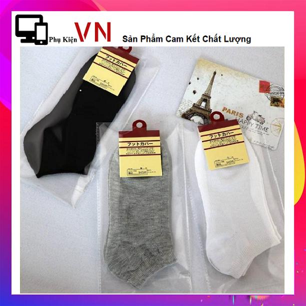 [HCM]Combo 10 Tất Vớ Trơn Cổ Ngắn Nam Nữ (Đen - Xám - Trắng)